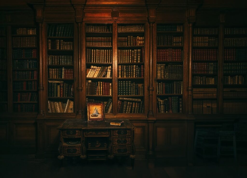 Spanish literary prizes: books and an award trophy in a library
